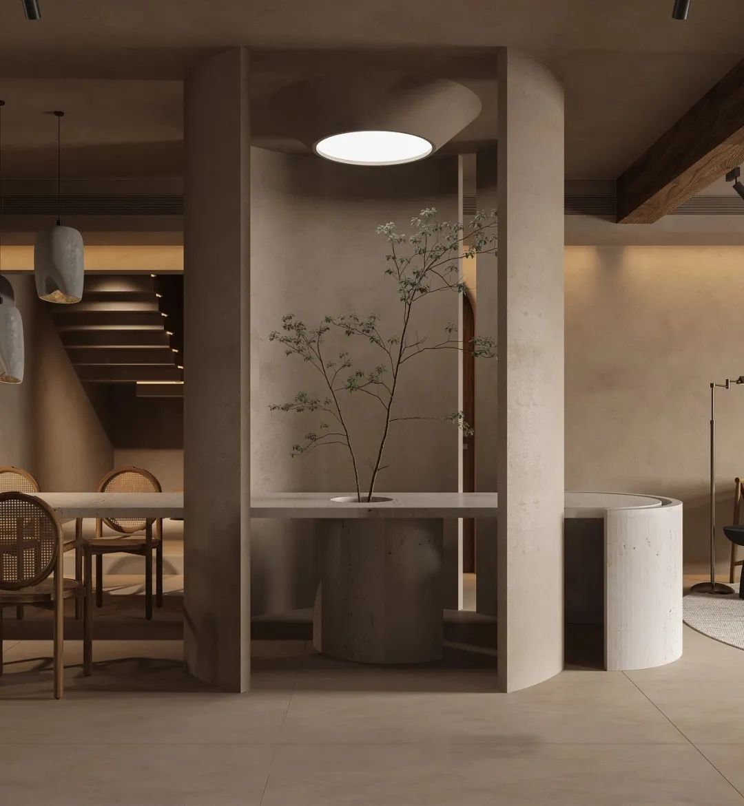 艺术涂料装修案例效果图：侘寂设计风格的别墅-蓝天豚硅藻泥官网